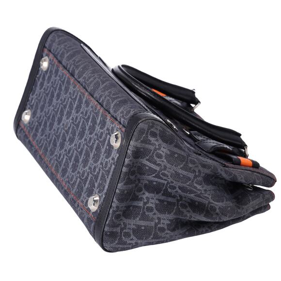 Christian Dior Flight Handbag Dark Gray Orange Multi Denim Leather - Picture 7 of 9